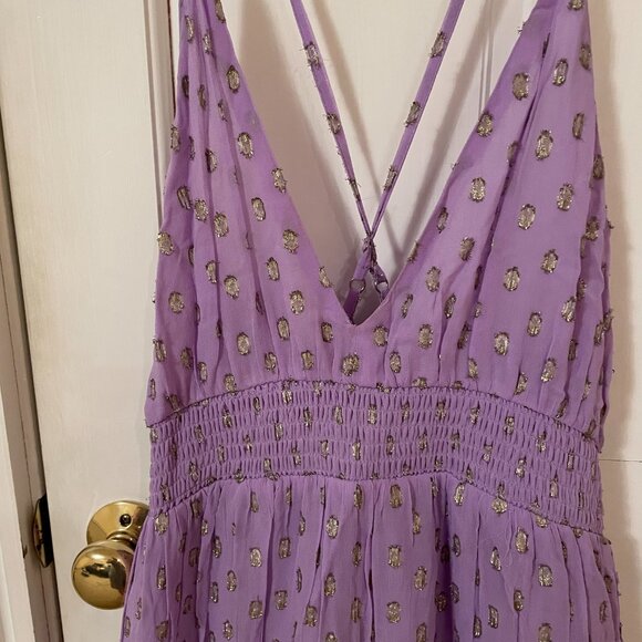 En Creme Maxi Dress with Metallic Polka Dots; XL - Picture 2 of 3